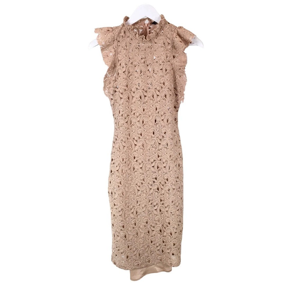 Zara Tan Pink Ruffled Sheath Dress